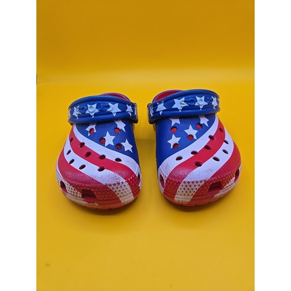 Crocs Toddlers Size C8 Classic American Flag Clogs USA Patriotic 4th Of July - Picture 2 of 6